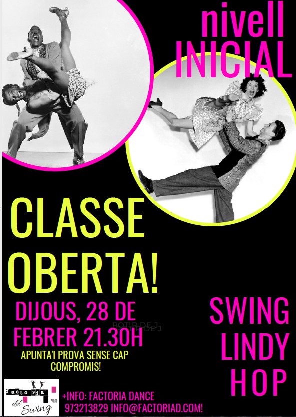 CLASSE OBERTA I GRATUÏTA NIVELL INICIAL DE SWING /LINDY HOP